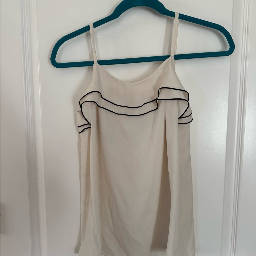 Elegant Cream Ruffle Trim Cami Top